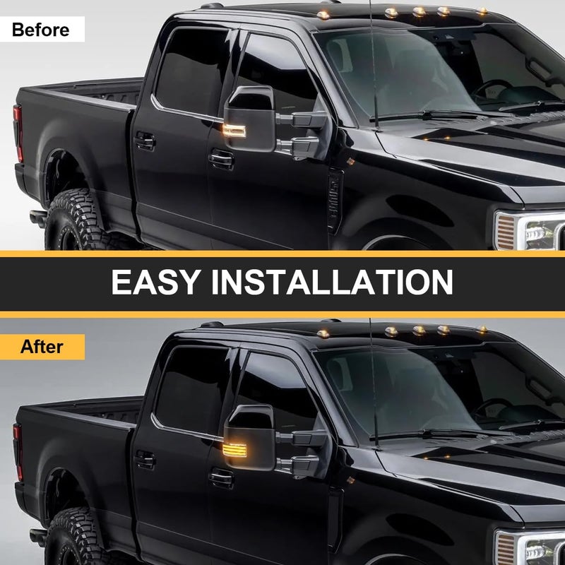 Aexploer Side Tow Mirror Turn Signal LED Lights Compatible with F150 2015-2025 for F250 F350 F450 2017-2025 White Daytime Running &Yellow Dynmaic Sequential Blink Turn Marker Lamp (Clear Len) - Image 5